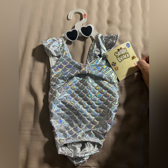 Shady Beach Other - Shady Beach Mermaid Dog Swimsuit – Silver Holographic Scales (XS)